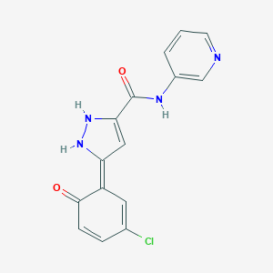 (5Z)-5-(3-chloro-6-oxocyclohexa-2,4-dien-1-ylidene)-N-pyridin-3-yl-1,2-dihydropyrazole-3-carboxamide
