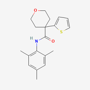 4-thiophen-2-yl-N-(2,4,6-trimethylphenyl)oxane-4-carboxamide