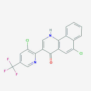 molecular formula C19H9Cl2F3N2O B2581954 6-chloro-3-[3-chloro-5-(trifluoromethyl)-2-pyridinyl]benzo[h]quinolin-4(1H)-one CAS No. 478033-81-7