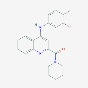 molecular formula C22H22FN3O B2581956 （4-((3-氟-4-甲基苯基)氨基)喹啉-2-基)(哌啶-1-基)甲酮 CAS No. 1207006-10-7