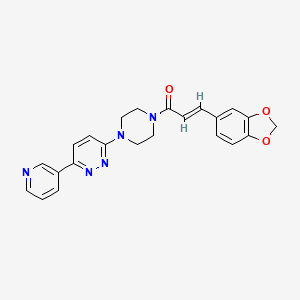 molecular formula C23H21N5O3 B2581969 (E)-3-(benzo[d][1,3]dioxol-5-yl)-1-(4-(6-(pyridin-3-yl)pyridazin-3-yl)piperazin-1-yl)prop-2-en-1-one CAS No. 1257556-18-5