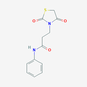 molecular formula C12H12N2O3S B258197 3-(2,4-dioxo-1,3-thiazolidin-3-yl)-N-phenylpropanamide 