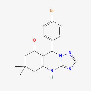 molecular formula C17H17BrN4O B2581987 9-(4-溴苯基)-6,6-二甲基-5,6,7,9-四氢[1,2,4]三唑并[5,1-b]喹唑啉-8(4H)-酮 CAS No. 459422-07-2