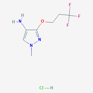 molecular formula C7H11ClF3N3O B2582001 1-Methyl-3-(3,3,3-trifluoropropoxy)-1H-pyrazol-4-amine hydrochloride CAS No. 1458593-82-2