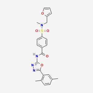 molecular formula C23H22N4O5S B2582002 N-(5-(2,5-dimethylphenyl)-1,3,4-oxadiazol-2-yl)-4-(N-(furan-2-ylmethyl)-N-methylsulfamoyl)benzamide CAS No. 899982-95-7