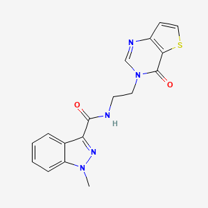 molecular formula C17H15N5O2S B2582017 1-methyl-N-(2-(4-oxothieno[3,2-d]pyrimidin-3(4H)-yl)ethyl)-1H-indazole-3-carboxamide CAS No. 2034263-75-5