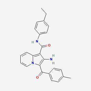 molecular formula C25H23N3O2 B2582028 2-amino-N-(4-ethylphenyl)-3-(4-methylbenzoyl)indolizine-1-carboxamide CAS No. 898417-56-6