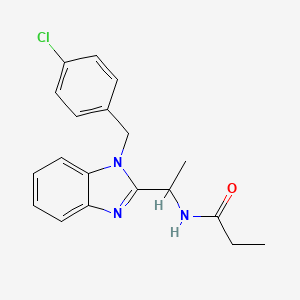 molecular formula C19H20ClN3O B2582029 N-({1-[(4-chlorophenyl)methyl]benzimidazol-2-yl}ethyl)propanamide CAS No. 692747-05-0