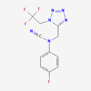 molecular formula C11H8F4N6 B2582036 (4-Fluorophenyl)-[[1-(2,2,2-trifluoroethyl)tetrazol-5-yl]methyl]cyanamide CAS No. 1825684-02-3