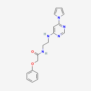 molecular formula C18H19N5O2 B2582037 N-(2-((6-(1H-pyrrol-1-yl)pyrimidin-4-yl)amino)ethyl)-2-phenoxyacetamide CAS No. 1396760-52-3