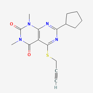 molecular formula C16H18N4O2S B2582044 7-Cyclopentyl-1,3-dimethyl-5-prop-2-ynylsulfanylpyrimido[4,5-d]pyrimidine-2,4-dione CAS No. 872612-52-7