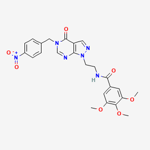 molecular formula C24H24N6O7 B2582052 3,4,5-trimethoxy-N-(2-(5-(4-nitrobenzyl)-4-oxo-4,5-dihydro-1H-pyrazolo[3,4-d]pyrimidin-1-yl)ethyl)benzamide CAS No. 922061-47-0
