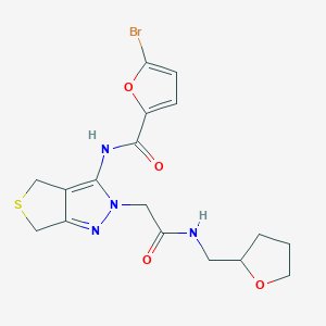 molecular formula C17H19BrN4O4S B2582062 5-溴-N-(2-(2-氧代-2-(((四氢呋喃-2-基)甲基)氨基)乙基)-4,6-二氢-2H-噻吩并[3,4-c]吡唑-3-基)呋喃-2-甲酰胺 CAS No. 1105250-14-3