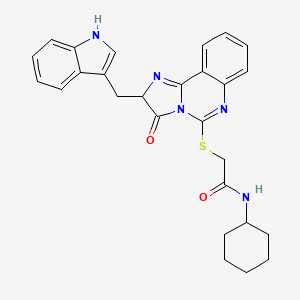 N-cyclohexyl-2-[[2-(1H-indol-3-ylmethyl)-3-oxo-2H-imidazo[1,2-c]quinazolin-5-yl]sulfanyl]acetamide