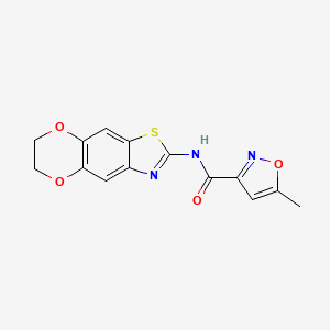 molecular formula C14H11N3O4S B2582068 N-(6,7-dihydro-[1,4]dioxino[2',3':4,5]benzo[1,2-d]thiazol-2-yl)-5-methylisoxazole-3-carboxamide CAS No. 941903-34-0