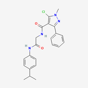 molecular formula C22H23ClN4O2 B2582072 5-chloro-N-[2-(4-isopropylanilino)-2-oxoethyl]-1-methyl-3-phenyl-1H-pyrazole-4-carboxamide CAS No. 956206-56-7