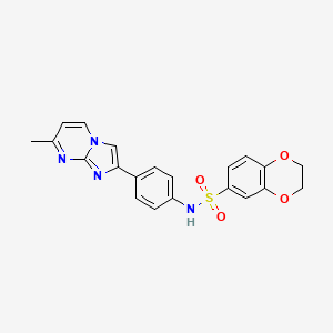 molecular formula C21H18N4O4S B2582076 N-(4-{7-methylimidazo[1,2-a]pyrimidin-2-yl}phenyl)-2,3-dihydro-1,4-benzodioxine-6-sulfonamide CAS No. 923195-27-1