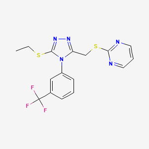 2-[[5-Ethylsulfanyl-4-[3-(trifluoromethyl)phenyl]-1,2,4-triazol-3-yl]methylsulfanyl]pyrimidine