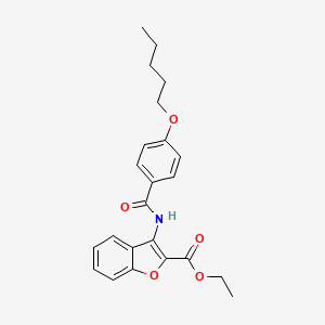 molecular formula C23H25NO5 B2582078 Ethyl 3-(4-(pentyloxy)benzamido)benzofuran-2-carboxylate CAS No. 477556-49-3