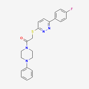 molecular formula C22H21FN4OS B2582081 2-[6-(4-氟苯基)嘧啶-3-基]硫代-1-(4-苯基哌嗪-1-基)乙酮 CAS No. 872695-10-8