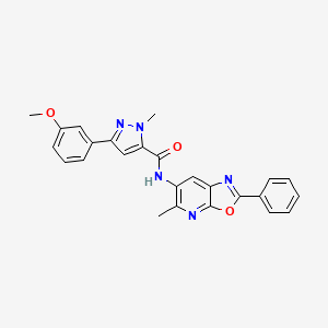 molecular formula C25H21N5O3 B2582091 3-(3-methoxyphenyl)-1-methyl-N-(5-methyl-2-phenyloxazolo[5,4-b]pyridin-6-yl)-1H-pyrazole-5-carboxamide CAS No. 2034376-85-5