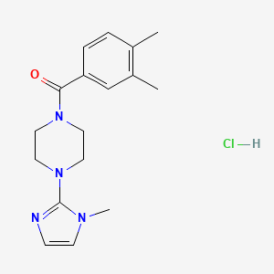 molecular formula C17H23ClN4O B2582108 (3,4-二甲基苯基)(4-(1-甲基-1H-咪唑-2-基)哌嗪-1-基)甲酮盐酸盐 CAS No. 1189455-25-1