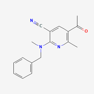 molecular formula C17H17N3O B2582115 5-Acetyl-2-[benzyl(methyl)amino]-6-methylnicotinonitrile CAS No. 306979-97-5