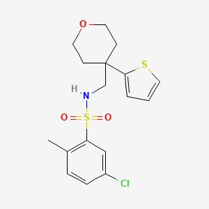molecular formula C17H20ClNO3S2 B2582118 5-chloro-2-methyl-N-((4-(thiophen-2-yl)tetrahydro-2H-pyran-4-yl)methyl)benzenesulfonamide CAS No. 1203295-32-2