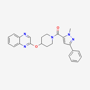molecular formula C24H23N5O2 B2582124 (1-methyl-3-phenyl-1H-pyrazol-5-yl)(4-(quinoxalin-2-yloxy)piperidin-1-yl)methanone CAS No. 1705506-85-9