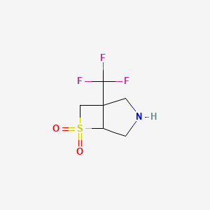 molecular formula C6H8F3NO2S B2582134 1-(Trifluoromethyl)-6lambda6-thia-3-azabicyclo[3.2.0]heptane 6,6-dioxide CAS No. 2416231-43-9