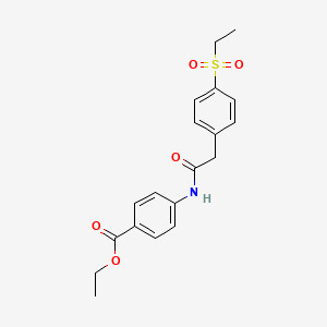 molecular formula C19H21NO5S B2582141 4-(2-(4-(乙磺酰基)苯基)乙酰氨基)苯甲酸乙酯 CAS No. 919759-01-6