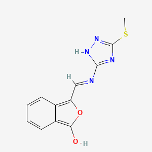 molecular formula C12H10N4O2S B2582148 (Z)-3-((3-(Methylthio)-1H-1,2,4-triazol-5-ylamino)methylene)isobenzofuran-1(3H)-one CAS No. 339008-30-9