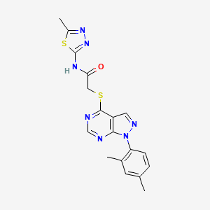 molecular formula C18H17N7OS2 B2582150 2-[1-(2,4-dimethylphenyl)pyrazolo[3,4-d]pyrimidin-4-yl]sulfanyl-N-(5-methyl-1,3,4-thiadiazol-2-yl)acetamide CAS No. 872590-41-5