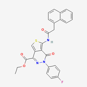 molecular formula C27H20FN3O4S B2582155 3-(4-氟苯基)-5-(2-(萘-1-基)乙酰氨基)-4-氧代-3,4-二氢噻吩并[3,4-d]嘧啶-1-羧酸乙酯 CAS No. 851949-79-6