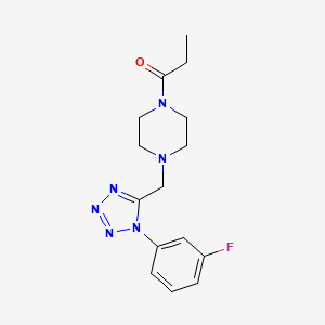 molecular formula C15H19FN6O B2582160 1-(4-((1-(3-fluorophenyl)-1H-tetrazol-5-yl)methyl)piperazin-1-yl)propan-1-one CAS No. 1049362-82-4