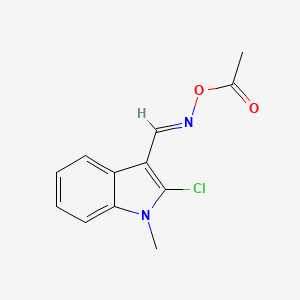 molecular formula C12H11ClN2O2 B2582174 N-(acetyloxy)-N-[(E)-(2-chloro-1-methyl-1H-indol-3-yl)methylidene]amine CAS No. 477887-13-1