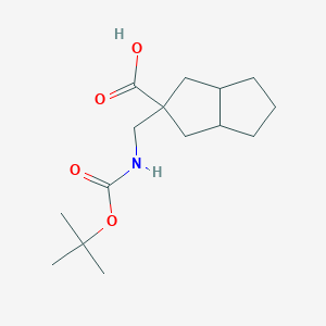 molecular formula C15H25NO4 B2582184 2-[[(2-甲基丙烷-2-基)氧羰基氨基]甲基]-3,3a,4,5,6,6a-六氢-1H-戊环-2-羧酸 CAS No. 2408974-72-9
