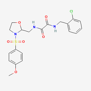 molecular formula C20H22ClN3O6S B2582192 N''-(2-chlorobenzyl)-N-[[3-(4-methoxyphenyl)sulfonyloxazolidin-2-yl]methyl]oxamide CAS No. 868981-51-5