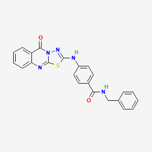 molecular formula C23H17N5O2S B2582199 N-benzyl-4-((5-oxo-5H-[1,3,4]thiadiazolo[2,3-b]quinazolin-2-yl)amino)benzamide CAS No. 1114627-45-0