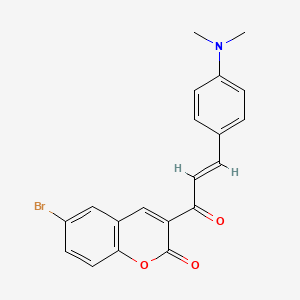 molecular formula C20H16BrNO3 B2582207 (E)-6-溴-3-(3-(4-(二甲氨基)苯基)丙烯酰)-2H-色满-2-酮 CAS No. 690214-36-9