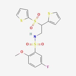molecular formula C17H16FNO5S4 B2582213 5-fluoro-2-methoxy-N-[2-(2-thienyl)-2-(2-thienylsulfonyl)ethyl]benzenesulfonamide CAS No. 896349-44-3