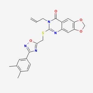 molecular formula C23H20N4O4S B2582218 7-烯丙基-6-(((3-(3,4-二甲苯基)-1,2,4-噁二唑-5-基)甲基)硫代)-[1,3]二氧杂[4,5-g]喹唑啉-8(7H)-酮 CAS No. 1111974-53-8