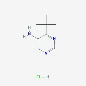 molecular formula C8H14ClN3 B2582241 4-(叔丁基)嘧啶-5-胺盐酸盐 CAS No. 2119574-91-1
