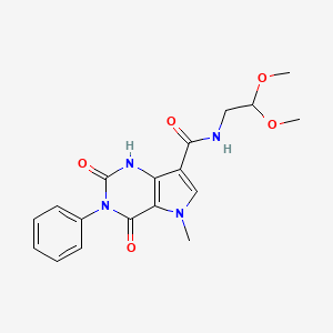 molecular formula C18H20N4O5 B2582243 N-(2,2-dimethoxyethyl)-5-methyl-2,4-dioxo-3-phenyl-2,3,4,5-tetrahydro-1H-pyrrolo[3,2-d]pyrimidine-7-carboxamide CAS No. 921829-68-7