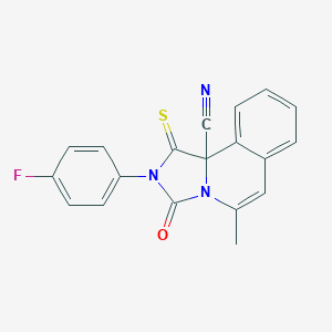 molecular formula C19H12FN3OS B258225 2-(4-fluorophenyl)-5-methyl-3-oxo-1-thioxo-2,3-dihydroimidazo[5,1-a]isoquinoline-10b(1H)-carbonitrile 