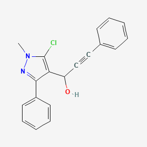molecular formula C19H15ClN2O B2582252 1-(5-chloro-1-methyl-3-phenyl-1H-pyrazol-4-yl)-3-phenylprop-2-yn-1-ol CAS No. 318497-81-3