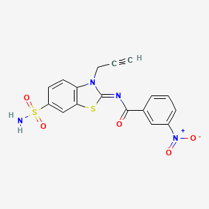 molecular formula C17H12N4O5S2 B2582256 3-nitro-N-(3-prop-2-ynyl-6-sulfamoyl-1,3-benzothiazol-2-ylidene)benzamide CAS No. 887201-98-1