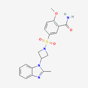 molecular formula C19H20N4O4S B2582257 2-Methoxy-5-[3-(2-methylbenzimidazol-1-yl)azetidin-1-yl]sulfonylbenzamide CAS No. 2380190-10-1