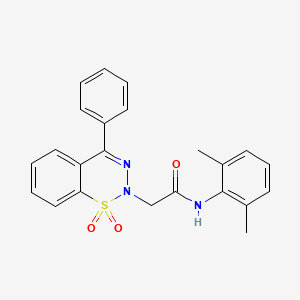 molecular formula C23H21N3O3S B2582262 N-(2,6-dimethylphenyl)-2-(1,1-dioxido-4-phenyl-2H-1,2,3-benzothiadiazin-2-yl)acetamide CAS No. 1031554-71-8