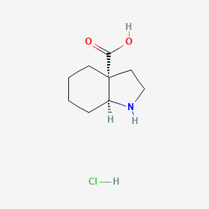 molecular formula C9H16ClNO2 B2582271 (3Ar,7aS)-1,2,3,4,5,6,7,7a-八氢吲哚-3a-羧酸；盐酸盐 CAS No. 2253641-19-7